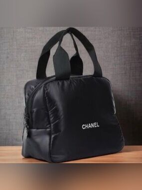 CHANEL Black VIP Puffer Cosmetic Bag Travel Case Vanity Bag NWT